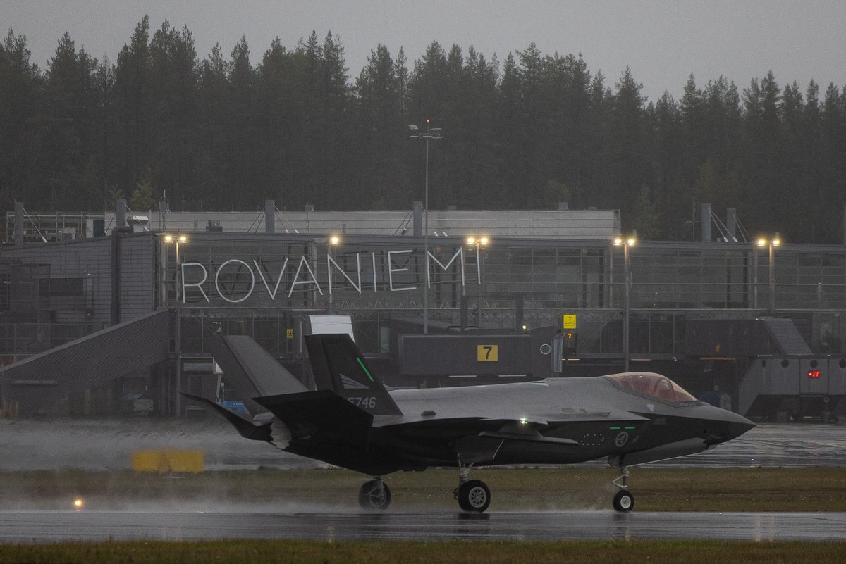 A Royal Norwegian Air Force F-35A Lightning II fighter jet in Rovaniemi.