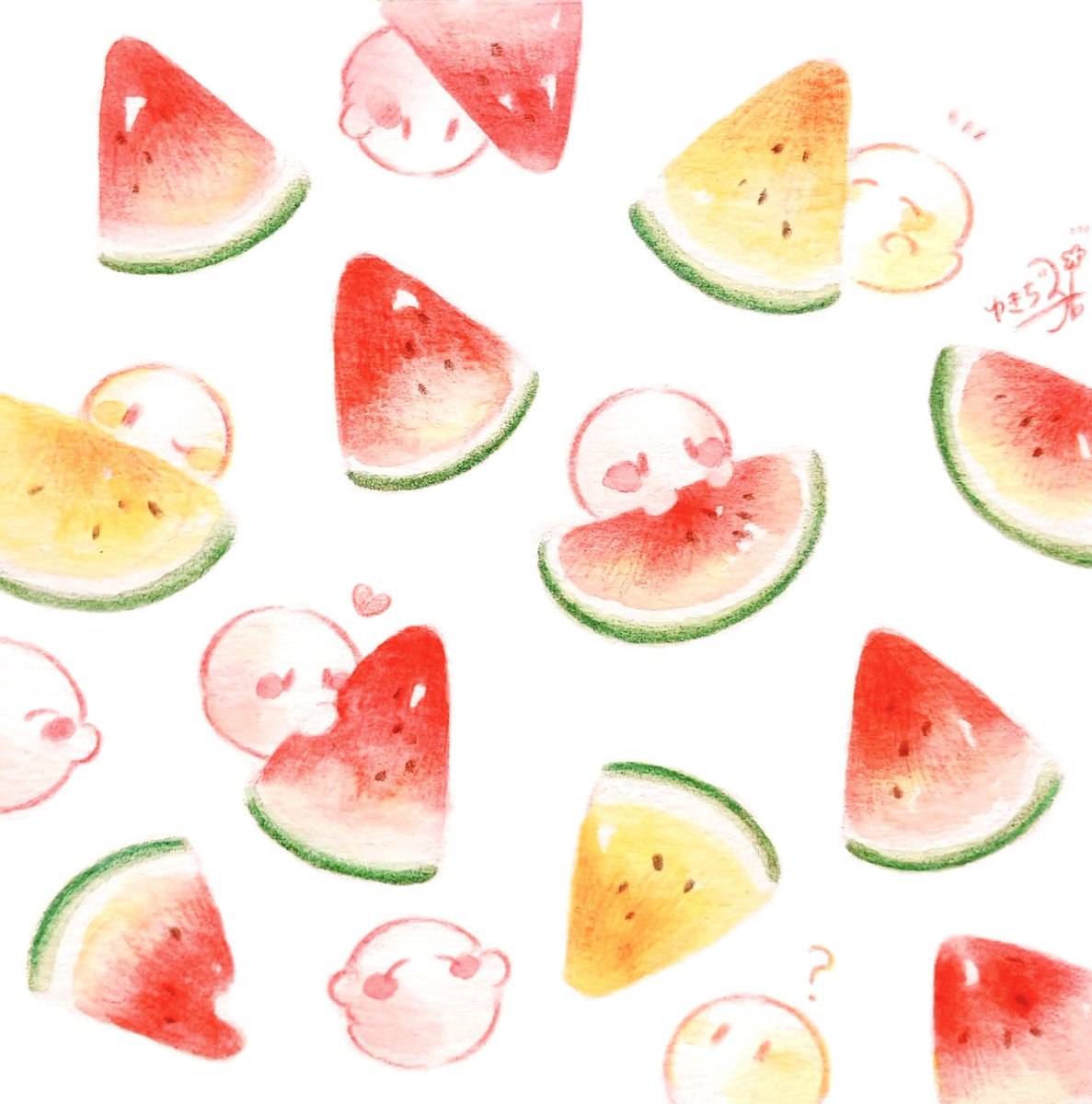 yukichi_0611's tweet photo. すいか大好きおばけたち🍉👻 https://t.co/N5jjBEvc3x