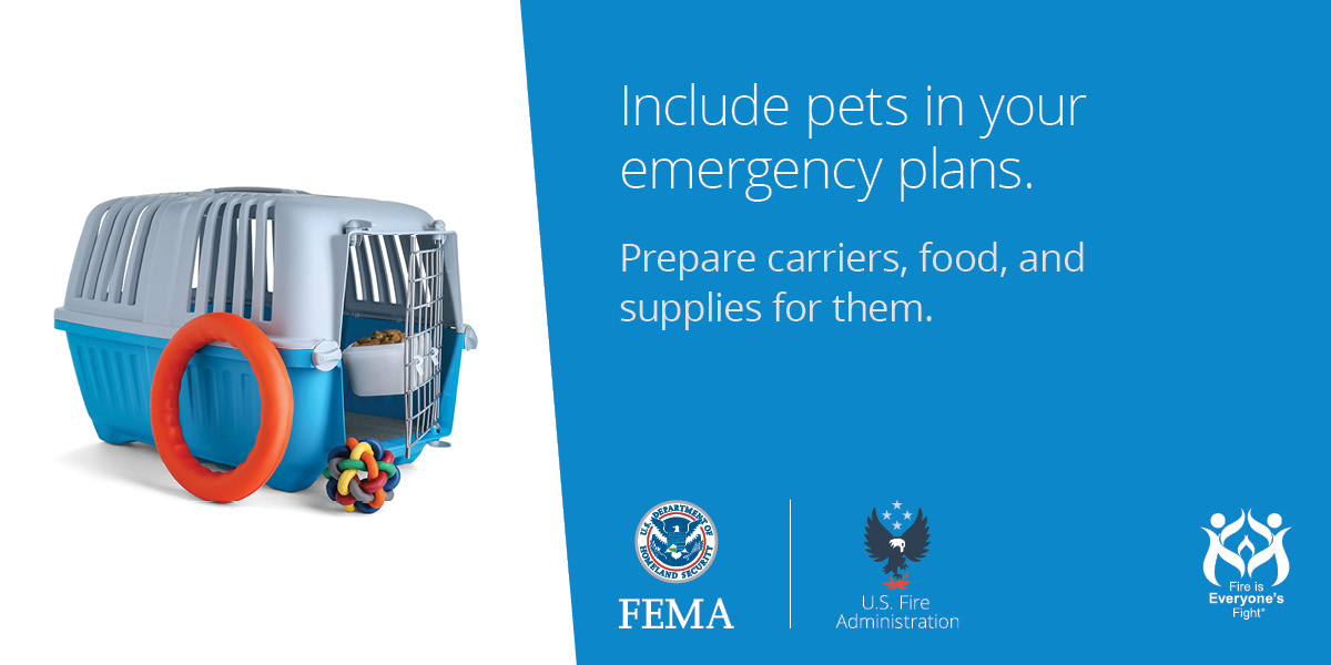 usfire's tweet photo. This #TestItTuesday review your preparedness plan for family pets. Ensure that you have all materials ready for a speedy and organized response to any emergency. #BeReady https://t.co/ThrlnEFD9T
