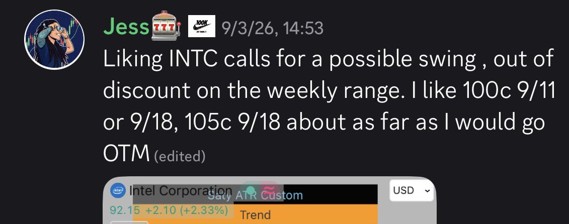 ItsJackpotJess's tweet photo. Still holding 📈 #INTC #stockmarket #optionstrader https://t.co/ne1UQZPXOn