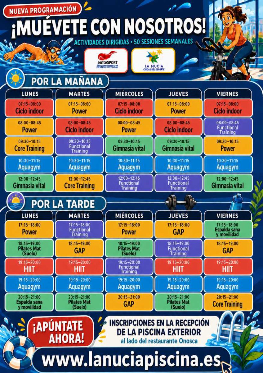 BernabeCanoES's tweet photo. 🏊💦Este viernes reabre la Piscina Climatizada de @LaNuciaES tras una gran renovación‼️

🙌🏻Ven a disfrutar de la jornada de puertas abiertas: actividades gratuitas y acceso libre a piscinas y gimnasios para todos. 

➕ℹ️👉🏻https://t.co/A8ypVPCFEC

#LaNuciaCiudadDelDeporte https://t.co/wXnNMuTnLk