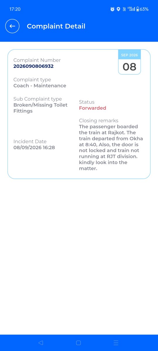 JigneshCha27925's tweet photo. @RailwaySeva @drmmadurai @drmadiwr The question is, the onboard staff raised to terminating station (okha) and no one helped them with necessary machines.
The tickets keeps forwarded between various DRM(s) and passenger keeps suffering. https://t.co/d9wjk0ubOZ