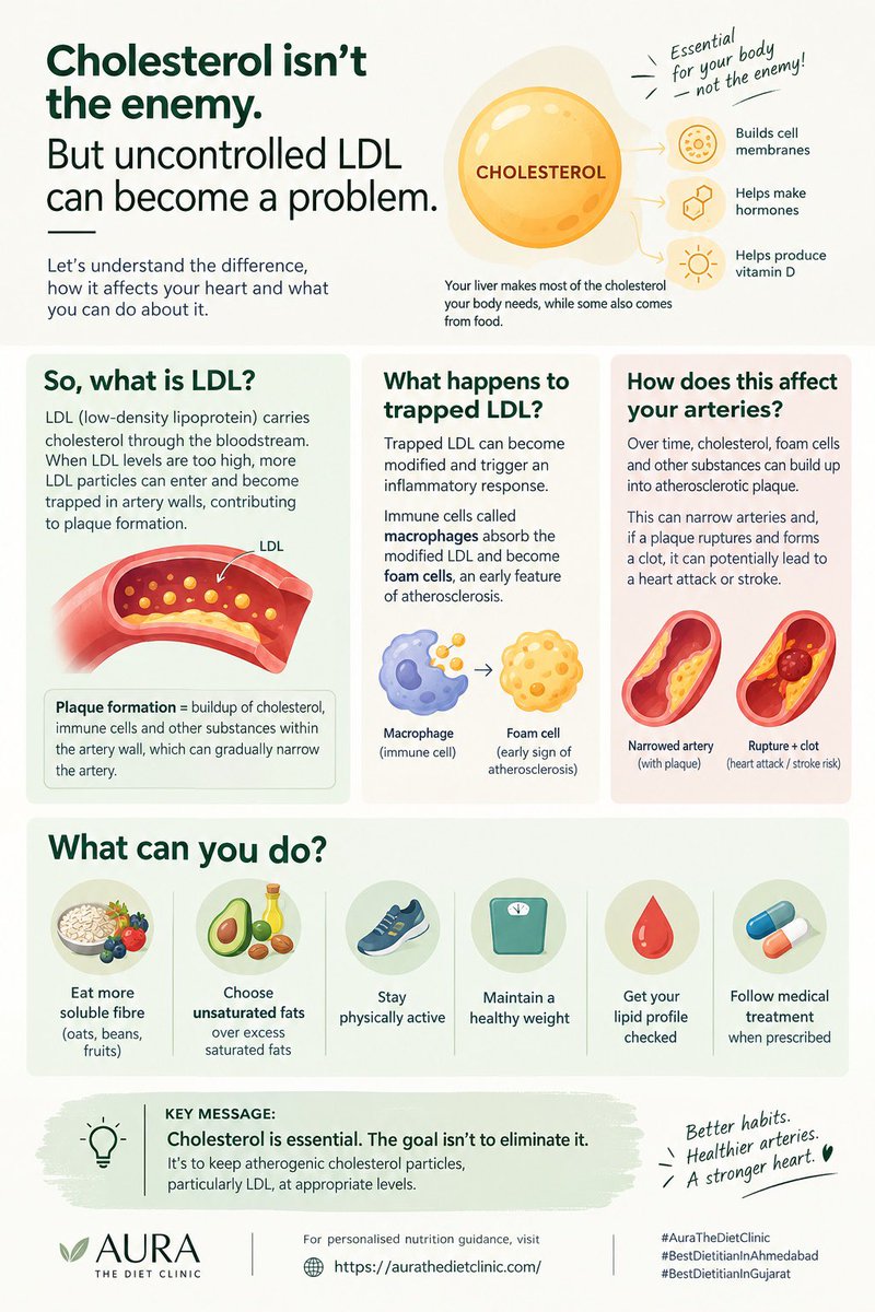 auradietclinic's tweet photo. Cholesterol isn’t the enemy understanding LDL is. 🫀 Learn how excess LDL can contribute to plaque formation and what you can do to support heart health.
https://t.co/EDDwaTM2C9
#Cholesterol #LDL #HeartHealth #Nutrition #AuraTheDietClinic #BestDietitianInAhmedabad #Nutrition https://t.co/5quRV6q1LM