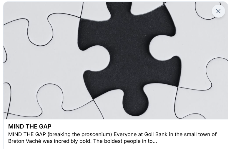 NoirOnTheVine's tweet photo. An old #absurdist #metafiction piece - inspired by a #BraveWrite #writingprompt [proscenium]:

MIND THE GAP [Breaking the Proscenium]
https://t.co/Jkge4MWXEQ

#amwriting #microfiction #flashfiction https://t.co/0JlVhgeIHR