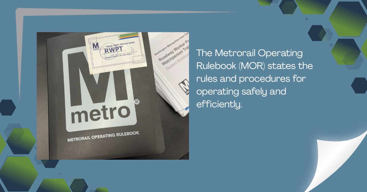 MetrorailSafety's tweet photo. Metrorail's rulebook applies to all railroad employees and contractors and seeks to ensure consistent and safe operations. #TeachingTuesday #RailSafety #TrainsitSafety #SafetyOversight https://t.co/J3xUL0eiw5