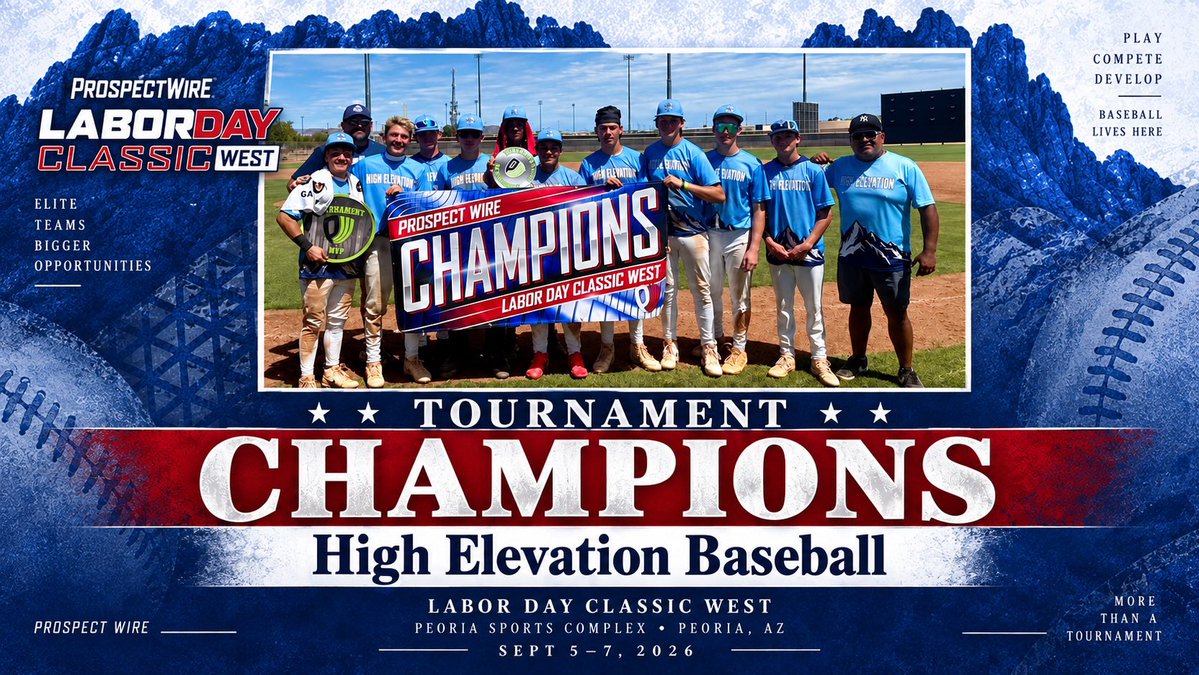 ProspectWire's tweet photo. 2026 Labor Day Classic West
September 5-7 / Peoria, AZ
#PWBaseball👷🌵 https://t.co/iGVToheFYL