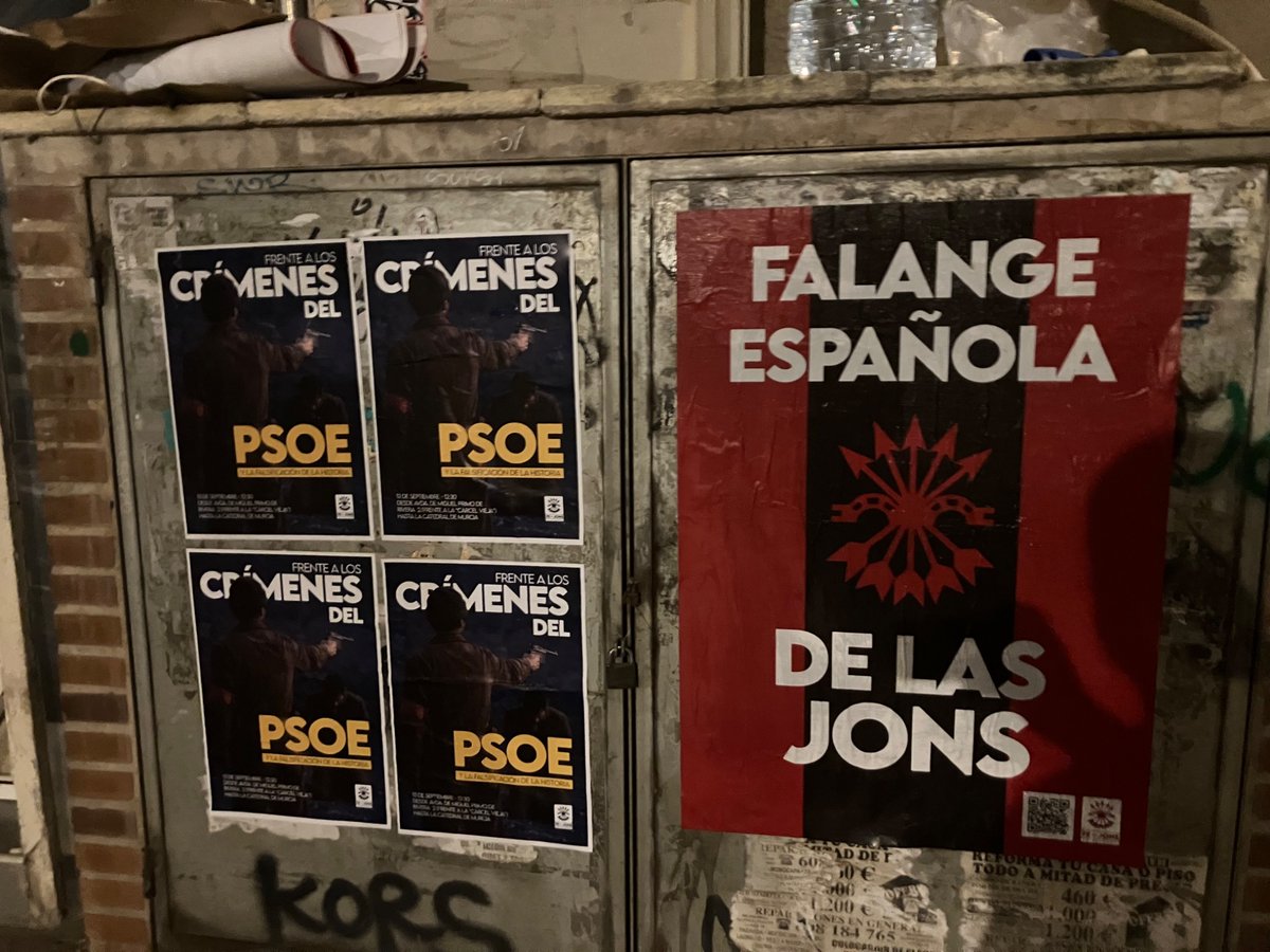 FalangedeMurcia's tweet photo. Las calles de #Murcia empiezan a estar llenas de carteles anunciando la marcha que convocamos este domingo día 13 en el 90 aniversario del asesinato se Federico Servet. https://t.co/CE2mUSordZ