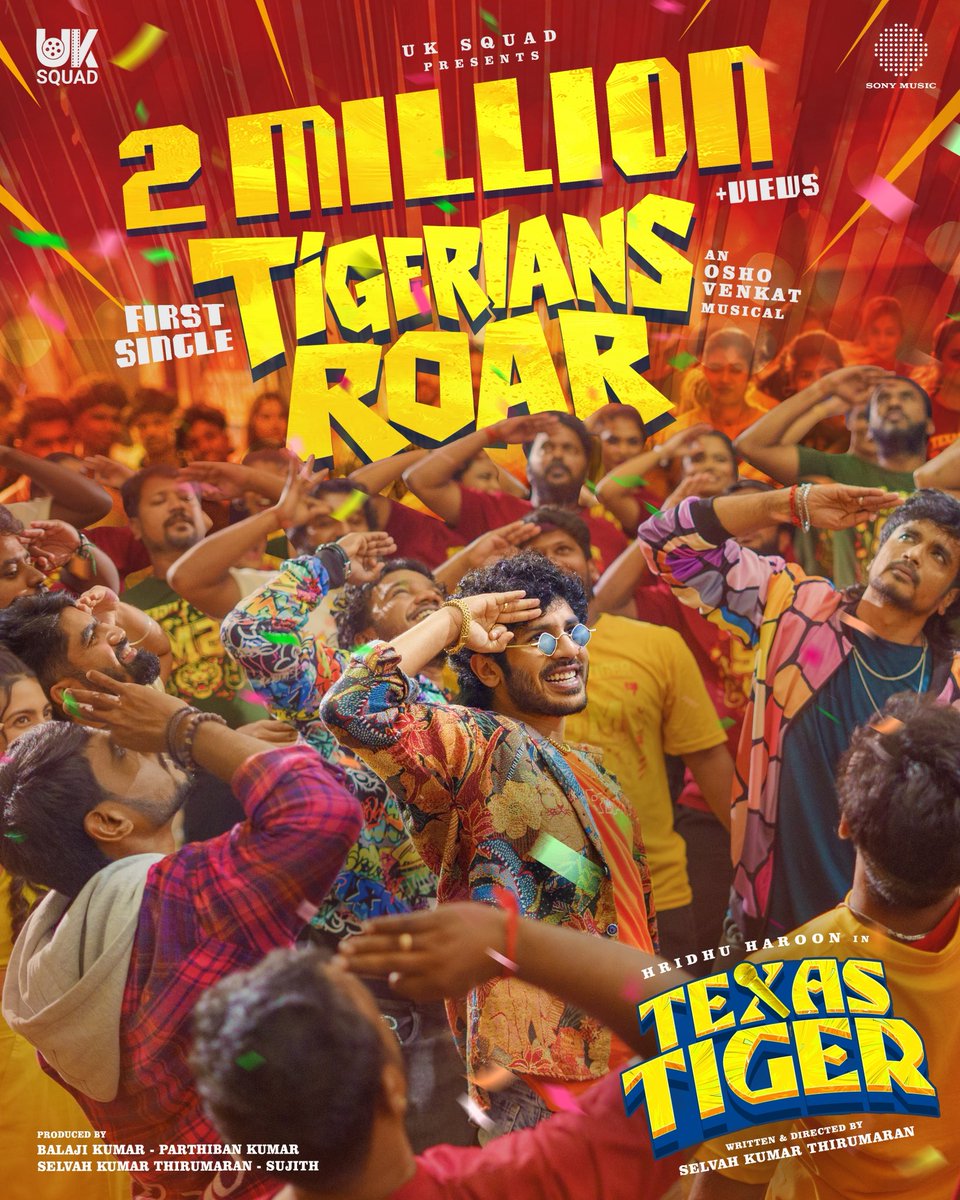 SonyMusicSouth's tweet photo. Controversial Celebrity's Sambavam  'Tigerians Roar' is unstoppable with 2M+ views ! 🐯🔥

'Tigerians Roar' from #TexasTiger is streaming now on all platforms! 🎵🔥

@hridhuharoon @samyukthavv @selvah_k_thiru @Rohinimolleti
@thilak_ramesh @sachananamidass  #Parthiban #antonydhasan #uksquad @wafakhatheeja @samyuktha_shan #peter @kotravai_n @iamvishnumani @osho_venkat #praveenantony #Nandhakumar @mariamila1930 @Arivubeing #kelithee #Sublashini @adhavanThamizh
@SonyMusicSouth @sureshchandraa @udaykumar_mix
@JepaGanesh2
@KARTHIK0282544
@dineshashok_13 #digitallypowerful