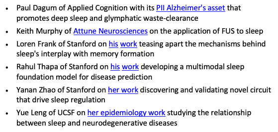 mackenziejem's tweet photo. We just confirmed two new speakers! 
Stanford researcher on her mechanistic work on brain circuits that drive sleep regulation

And UCSF epidemiologist on her evidence for the link between sleep &amp; AD/PD

You won't find more wisdom about sleep in one room
https://t.co/HUFcDpKxJH https://t.co/M14P0jQYGo