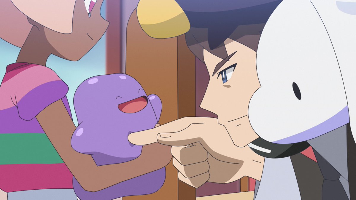 anipoke_PR's tweet photo. △#アニポケ 次回注目ポイント▽

#メタモン コラボメニューを食べにきた
リコとナヴィ♪

そこに現れたのは
肩に #ナマコブシ と #ユキハミ
頭に #バチンウニ を乗せたサラリーマン・ヤカタ！

ヤカタに誘われ、2人は
プニプニしたポケモンを愛でる「プニポケ活動」
略して「プポ活」をすることに!? https://t.co/koDgw8Ydwa