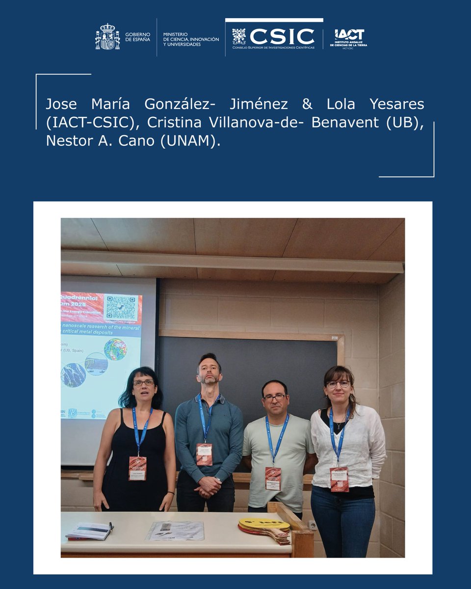 IACT_CSIC's tweet photo. Los grupos de investigación GEOMIN del Instituto Andaluz de Ciencias de la Tierra - IACT, y MINRESET de la Universidad de Barcelona, en colaboración con la Universidad Nacional Autónoma de México.

#IACTCSIC #CSIC #Geología #CriticalMetals #Investigación #Geociencias https://t.co/qgdWqqMBIH