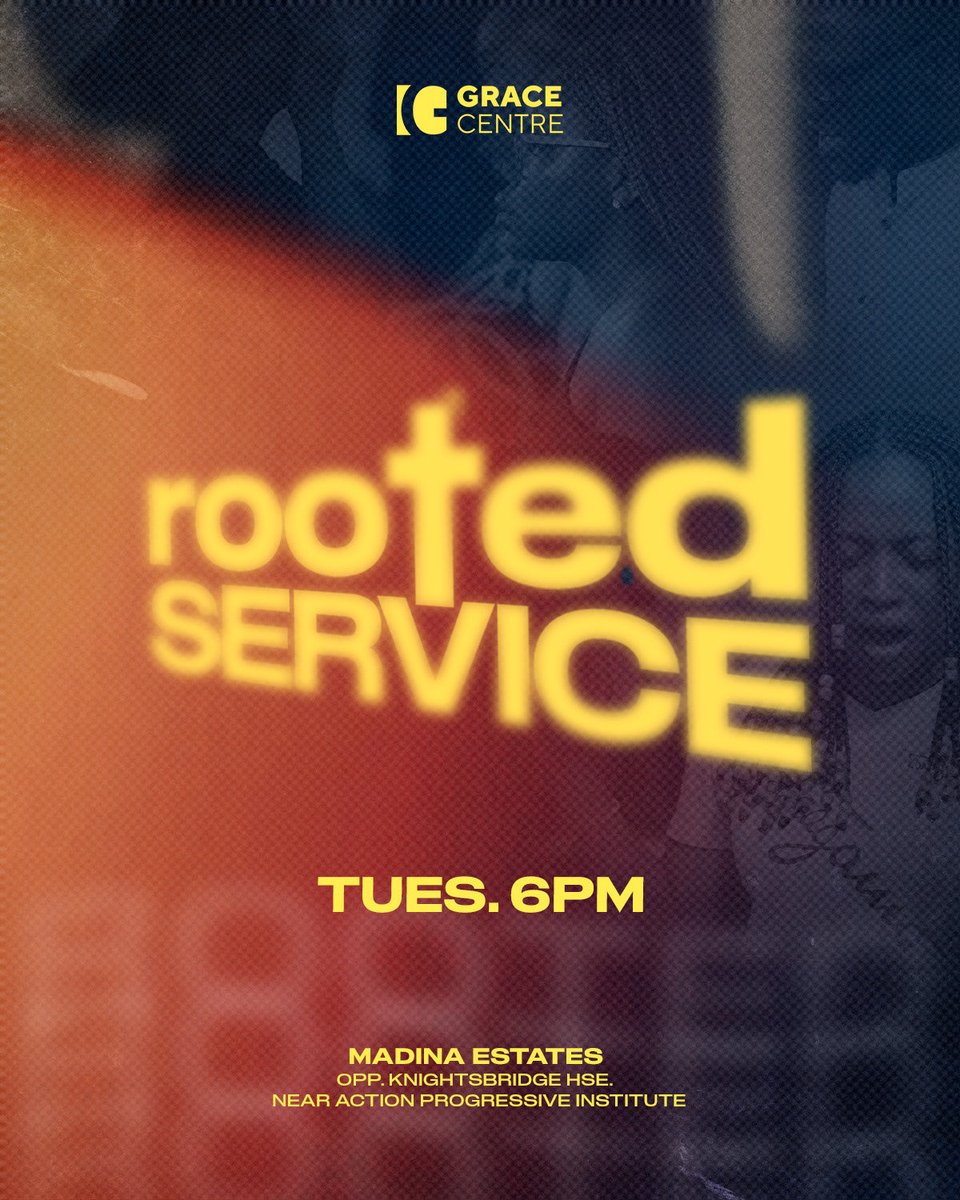 GraceCentreGH's tweet photo. ROOTED is happening tonight at 6PM!
Expect good people, real conversations, God’s Word, and an atmosphere you wouldn’t want to miss.
Tag someone and pull up with them. See you!
#GraceCentreChurch #APlaceToBelong #RootedService https://t.co/kMH15DyX5C