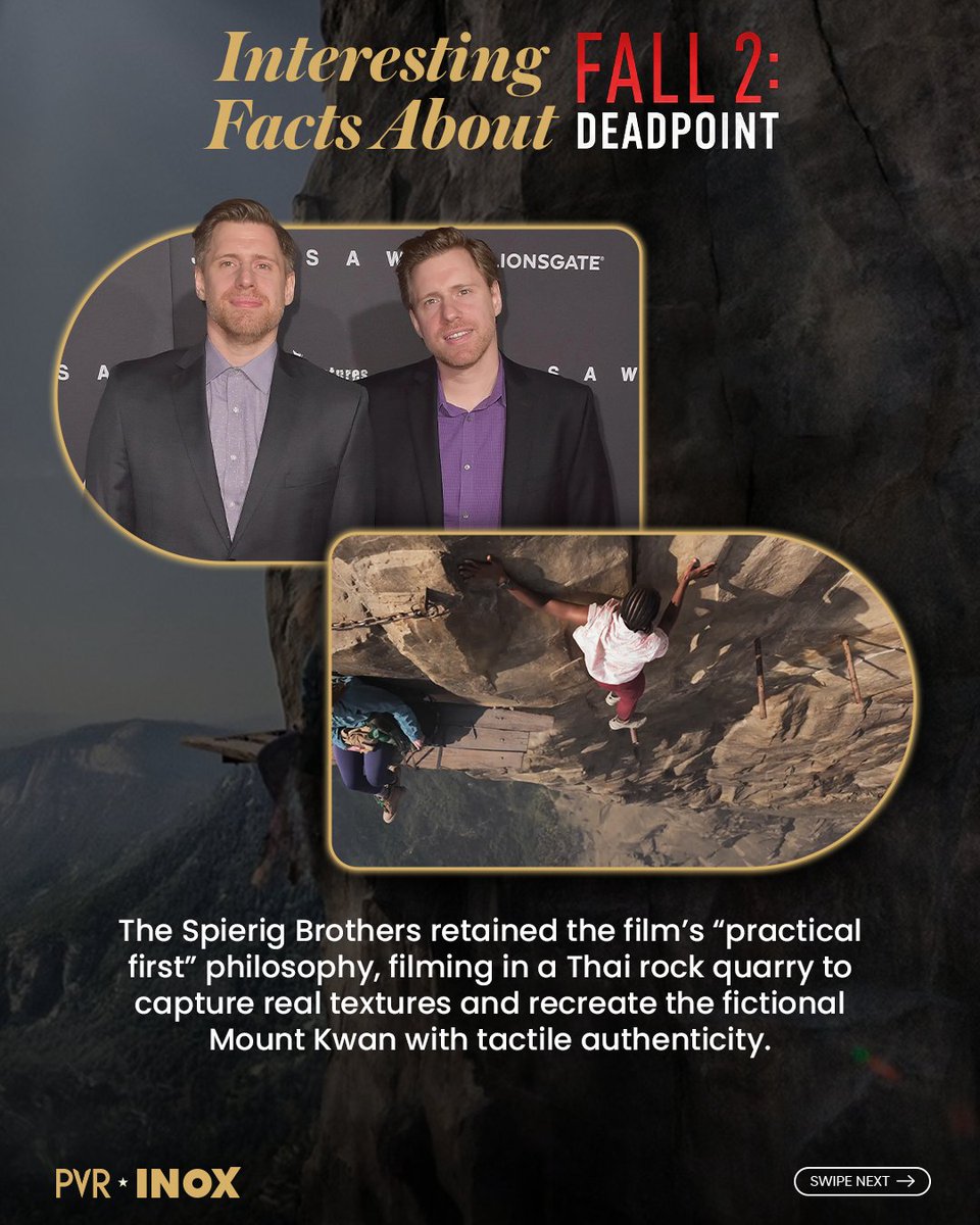 _PVRCinemas's tweet photo. The climb gets higher. The fear gets deeper.
Let’s dive into some interesting facts about Fall 2: Deadpoint. 🎬

#Fall2Deadpoint releasing at PVR INOX on Sept 11!
.
.
.
#VirginiaGardner #GraceCarolineCurrey #TomBrittney #AdamRose

Credits: PVR INOX Pictures, MVP Entertainment India & Capstone Pictures

All rights belong to their respective owners.