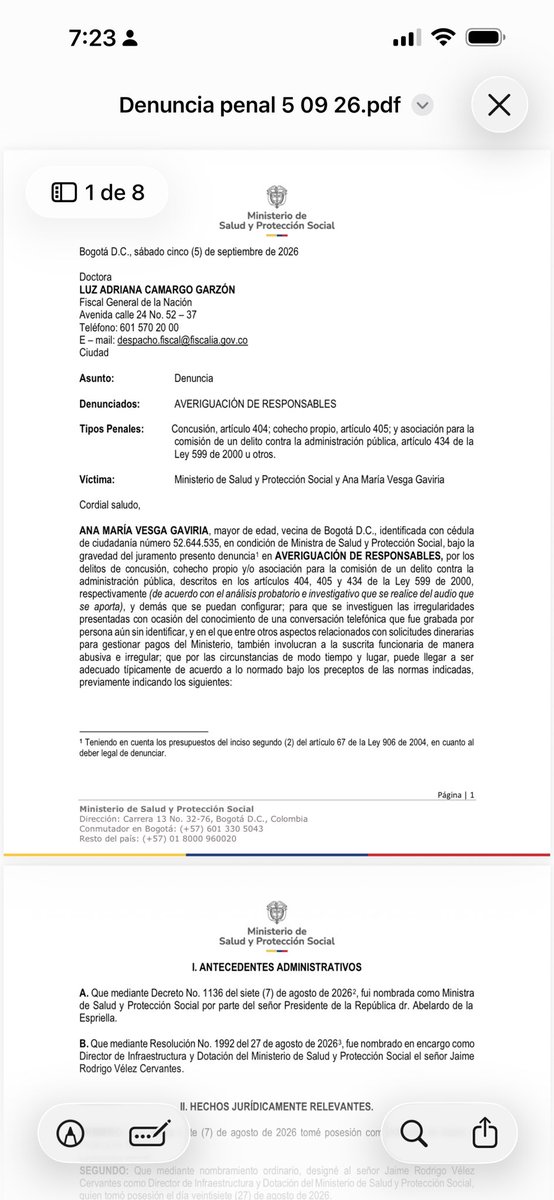 darcyquinnr's tweet photo. Atención …@MinSaludCol pide a @FiscaliaCol investigar a directores de infraestructura del ministerio en la administración de @GA_Jaramillo por presunta corrupción …aparentemente cobraban coimas a alcaldes por girar recursos para infraestructura en salud. https://t.co/U63Xw9c2hL