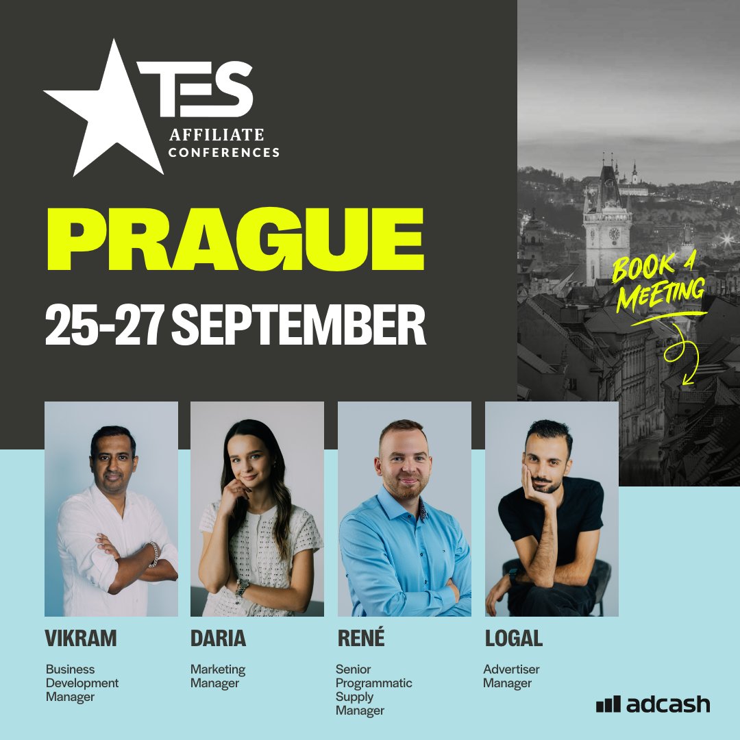 Adcash's tweet photo. ⏳ Two weeks until Prague. Our slots won't last that long.

📍 TES Prague, 25-27 Sep — Catch us at Meet Market 95 or P1 Expo, all three days.

Book yours 👉 https://t.co/yRrWFsrAWa https://t.co/uzc14rZuNJ