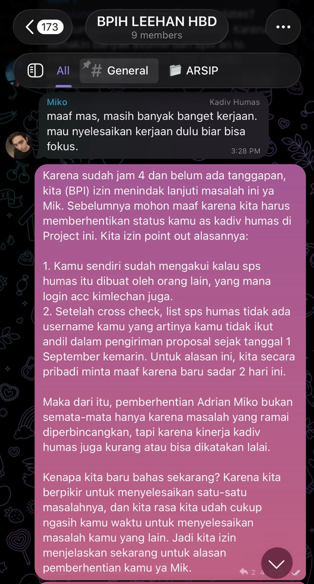 muicviro's tweet photo. Untuk saat ini, Adrian Miko sudah tidak terafilasi dgn project birthday LH. Selain karena permasalahan dia dgn yg bersangkutan, kami memutuskan kerjasama dgn Miko seperti point di bawah ini yaa. Jadi aku harap tidak ada yg menyangkutpautkan lagi dengan project LH, terima kasih. https://t.co/E1j2w23pkn