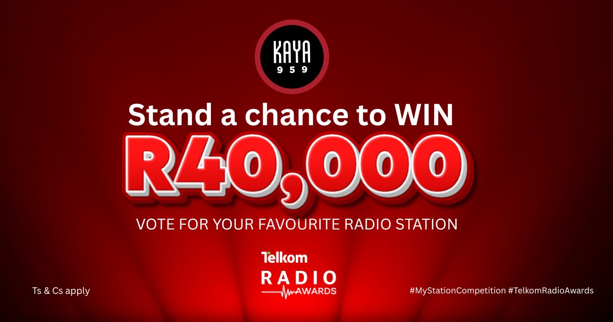 KayaON959's tweet photo. Stand a chance to WIN R40,000 cash!

All you have to do is show Kaya 959 some love... by voting for us.🗳️

Visit https://t.co/QcJwcGoywf to cast your vote.

#MyStationCompetition #SARadioAwards

Competition closes on Friday, 23 October 2026 

Ts &amp; Cs apply https://t.co/a0AhQquNTi