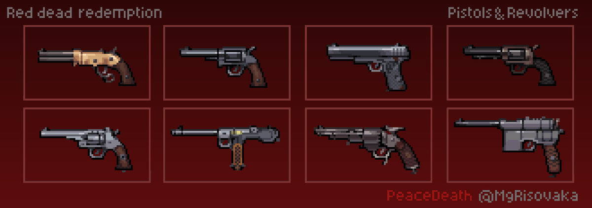 MgRisovaka's tweet photo. RDR guns
#pixelart #ドット絵 https://t.co/STNGqUnRu3