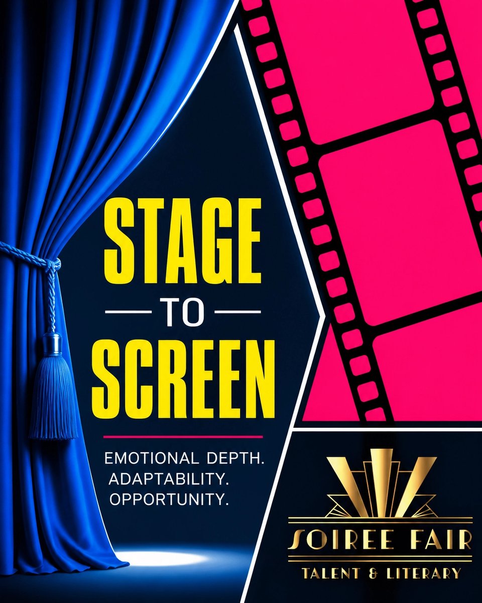 SoireeFair's tweet photo. A powerful stage performance can open the door to the screen. Theatre training builds emotional depth and adaptability: creating opportunity when stories move from Off-Broadway to film. #SoireeFairTalent&amp;Literary https://t.co/KSwInBAqHb