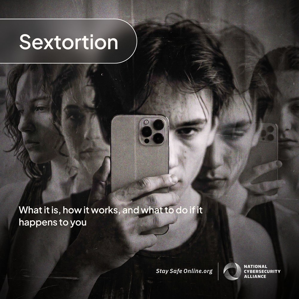 StaySafeOnline's tweet photo. Sextortion is serious and can affect anyone โ adults and children. How does this kind of blackmail work and what should you do if it happens to you? Read more in our article: https://t.co/3y57QhHKY5 https://t.co/q6OSSL4a03