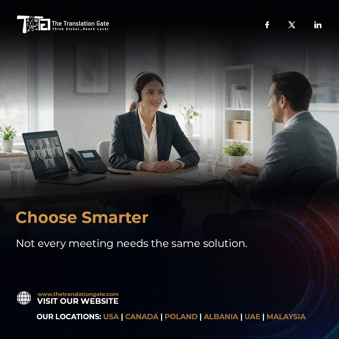 TranslationGate's tweet photo. On-site, Video Remote, or Phone Interpreting? The right choice depends on your industry, communication needs, and budget.

Find the solution that fits your business: https://t.co/2SkBY3zist 

#TheTranslationGate #VRI #OPI #InterpretationServices https://t.co/3pejXw0FW8