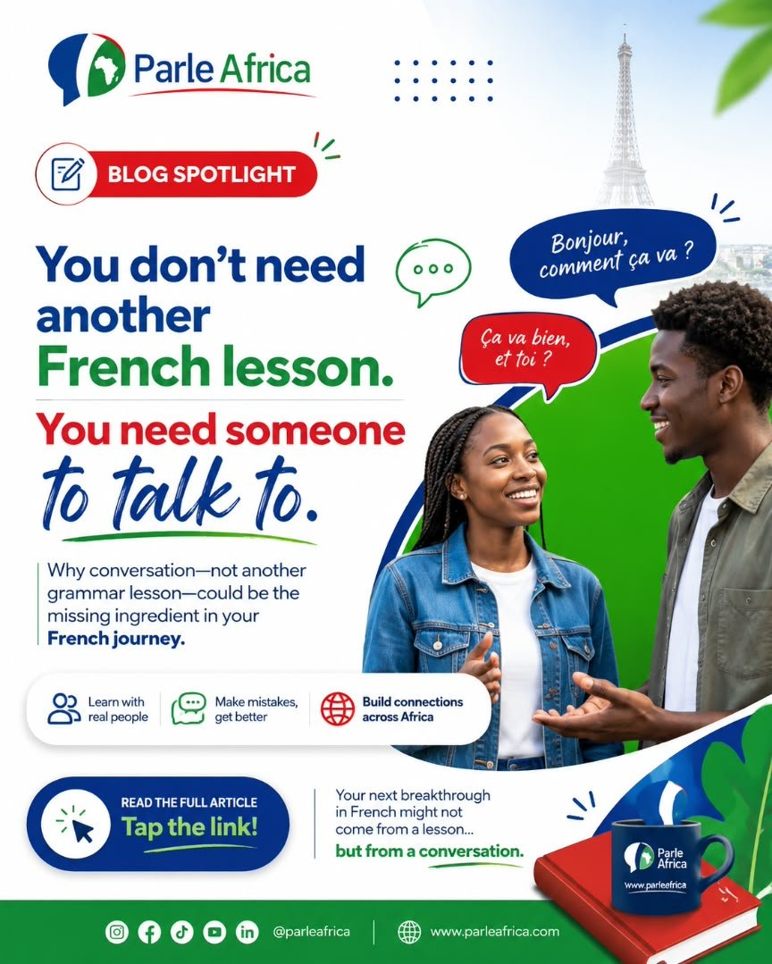parleafrica's tweet photo. Vocab ✅ Grammar ✅ Streak ✅

Then someone says: “Bonjour, comment ça va?” 
Brain: 🧍‍♂️😭

It’s not your French.
It’s learning without people.

Why conversation matters👇👇👇
https://t.co/0AAwLblk8z https://t.co/a9HnEHlH1C