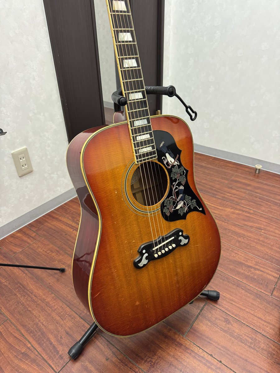 FxFroom's tweet photo. YAMAHAのL-12S
70年代のアコギをエレアコに改造してたやつ買いました
音はすこぶるいい。
鳥がいい味出してます https://t.co/2D0mwa4VuB