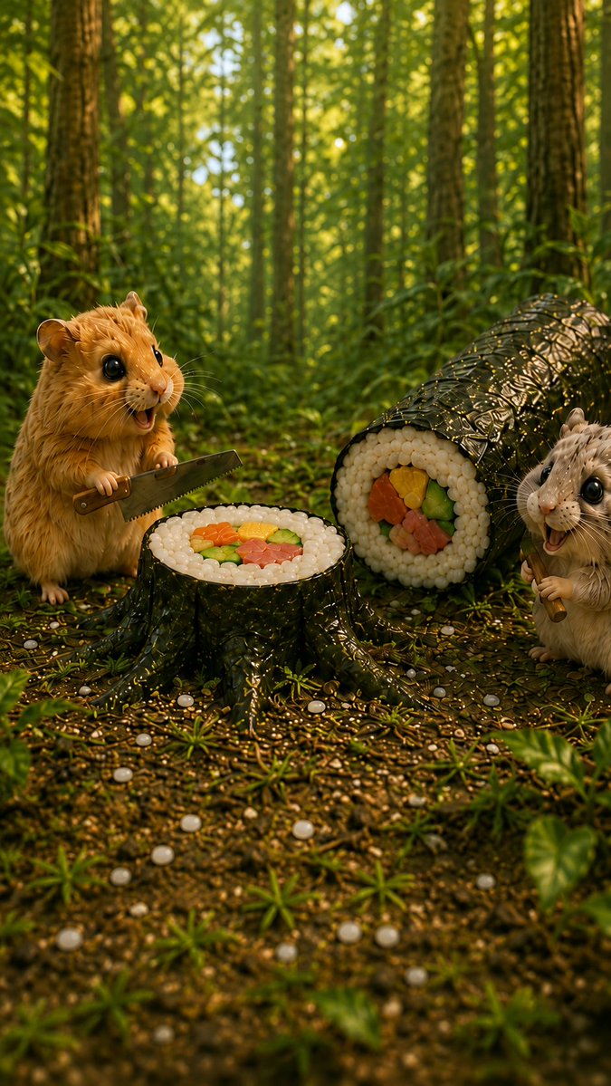 Ham_adventure's tweet photo. Sushi roll trees #hamsteradventure https://t.co/PqqERIkuCE