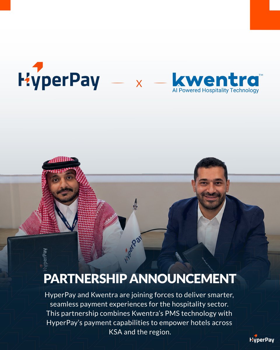 HyperPay's tweet photo. شراكة ترسم مستقبل الضيافة. 🤝

HyperPay × Kwentra تجمع حلول الدفع الشاملة وتقنيات إدارة الفنادق وإمكانات VCC، لتبسيط العمليات والارتقاء بتجربة الضيوف.

—

A partnership shaping the future of hospitality.

HyperPay × Kwentra brings payments, hotel management technology, and VCC capabilities together for a more seamless hospitality experience.

#HyperPay #Kwentra