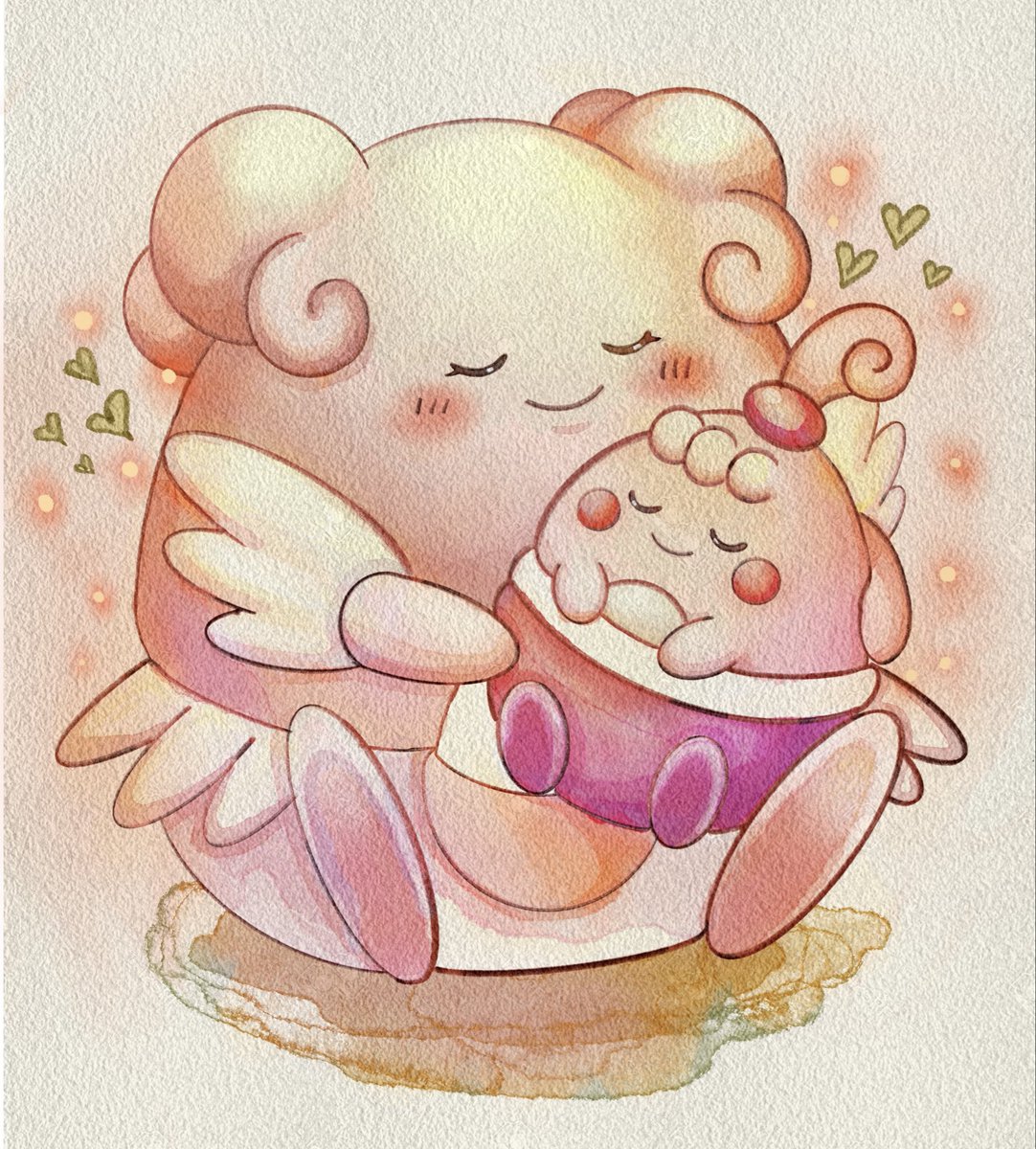 pcq8q's tweet photo. ぎゅっ……🩷大好きなピンプクを抱きしめるハピナス☺️💕

 #Pokemonart  #ポケモンイラスト https://t.co/ZzObZgI1Z1