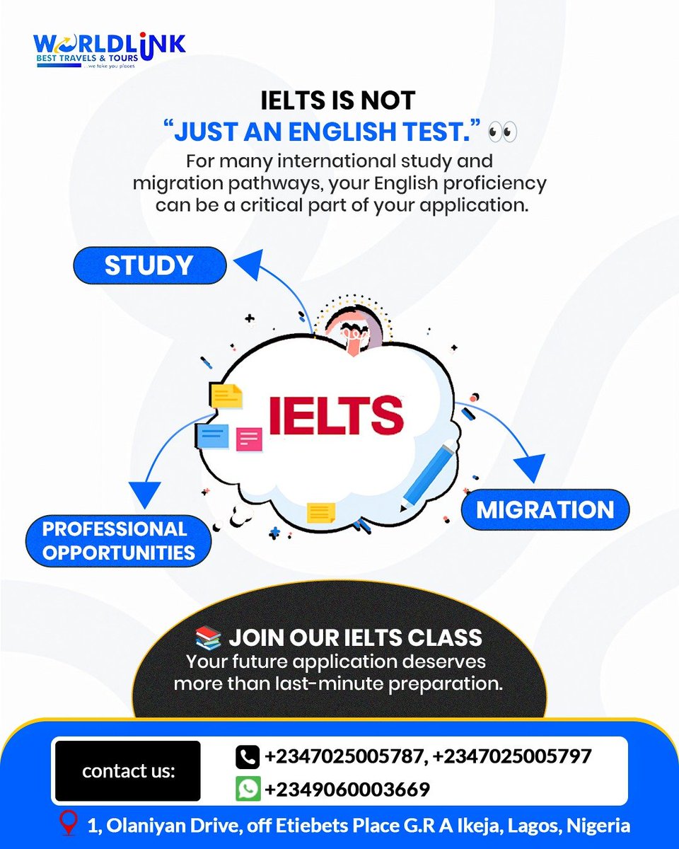 worldlinkbest's tweet photo. IELTS IS MORE THAN JUST AN ENGLISH TEST.
For many study and migration pathways, your English proficiency play a major role in your application. 🌍✈️

📚 Don’t wait until the last minute. 
👉Prepare early. 
👉Prepare properly. 
👉Aim for the score you need.

📲 DM “IELTS” to begin https://t.co/tQjDsn9FMC