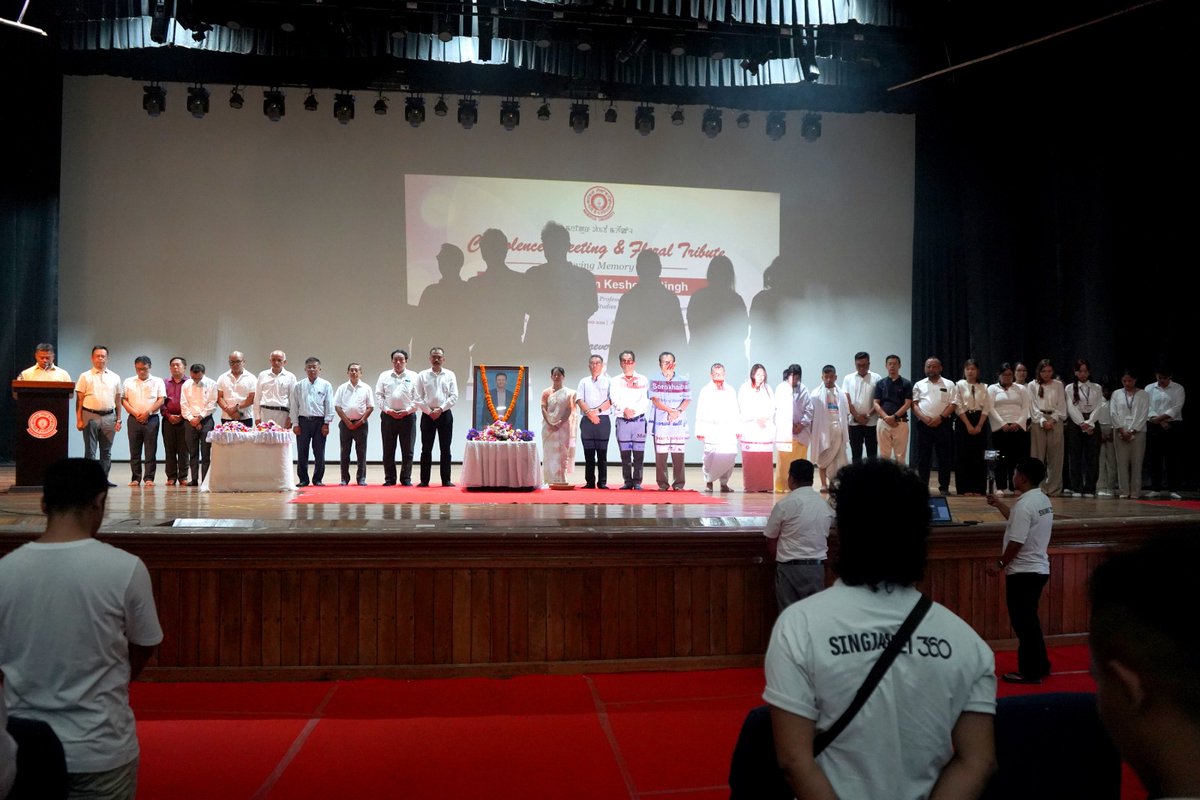 ManipurUniverse's tweet photo. #ManipurUniversity held a Condolence Meeting today to pay tribute in loving memory of Dr. Sorokhaibam Keshorjit Singh, Assistant Professor at the Manipur Institute of Management Studies (MIMS). May his soul rest in peace. 🕊️  #MIMS #Condolence #Tribute #AcademicCommunity https://t.co/MvsDIVsEWx