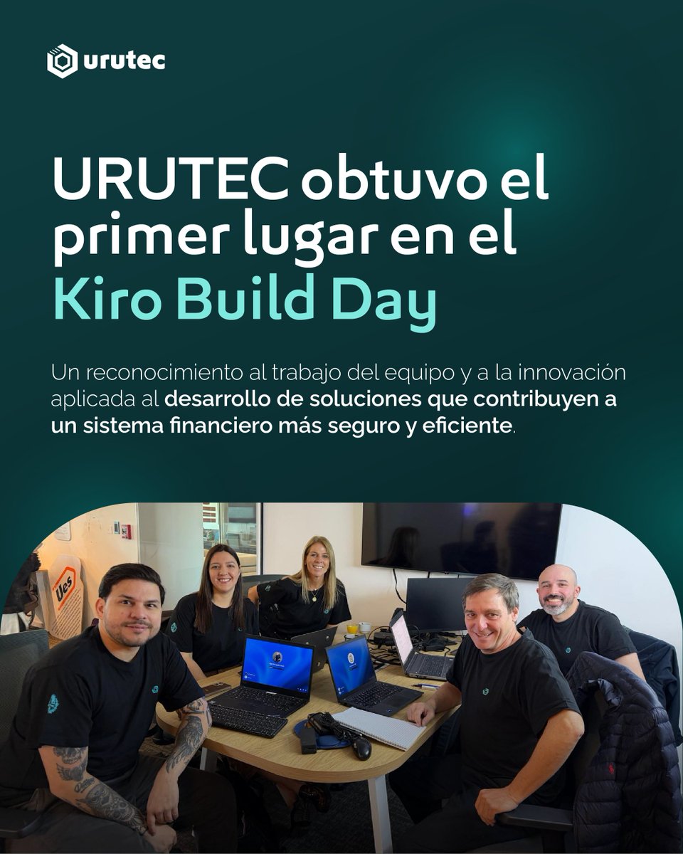 urutec_'s tweet photo. URUTEC obtuvo el primer lugar en el Kiro Build Day, organizado por BigCheese y @awscloud. 🏆

El equipo presentó una solución orientada a fortalecer la respuesta ante posibles casos de fraude en el sistema financiero.

#URUTEC #Innovación #Ciberseguridad https://t.co/TimZc1PDwB