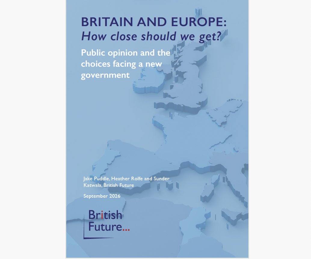 britishfuture's tweet photo. Published tomorrow (Weds) 'Britain and Europe: How close should we get?' a new @britishfuture report examining public attitudes to the future UK-EU relationship, incl on trade, free movement, asylum and youth mobility. Check https://t.co/7CV67OkQMj tomorrow for more details https://t.co/NliZ9doCZ5