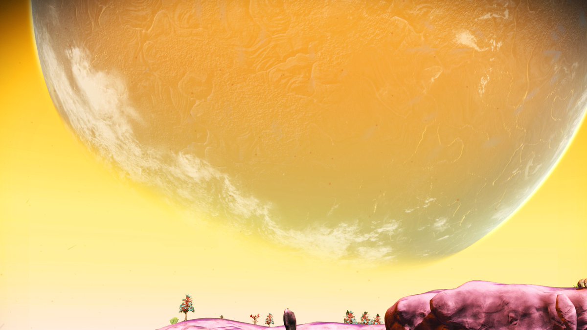 Laibzer's tweet photo. Here's my fifth screenshot while waiting for COSMOS. 🍸

What I'd love in a space update is a physical star, with planets rotating and orbiting around it. One of the first things I did at launch was fly towards the star, only to realise it was just a skybox.

#NoMansSky https://t.co/tFbu7LdX8l