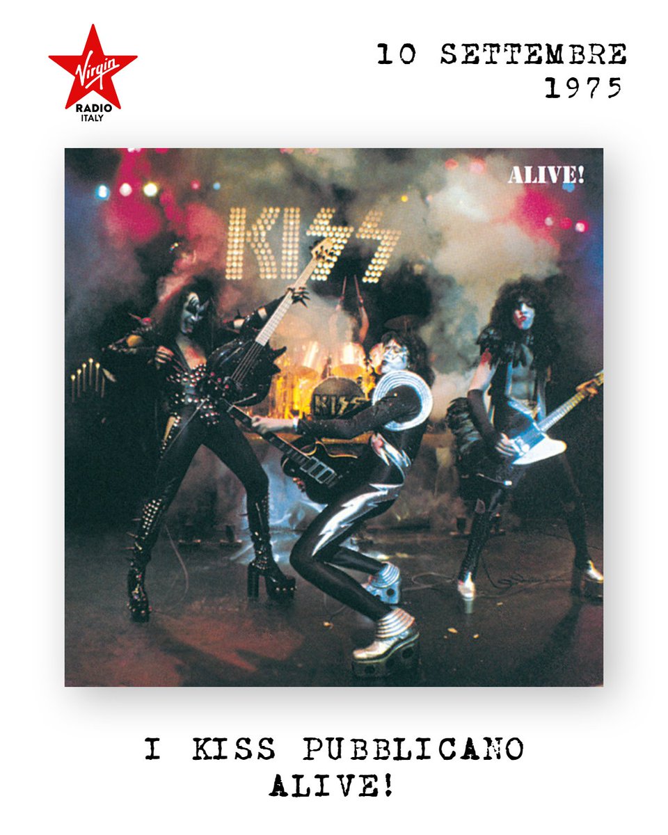 VirginRadioIT's tweet photo. 10 settembre 1975
I @kiss pubblicano "Alive!", il loro primo album dal vivo 🔴 Scopri la storia di come quel disco fece conoscere la band di Paul Stanley e Gene Simmons al Re del Rock'n'Roll @ElvisPresley: https://t.co/Jrf5uiju1n
#Kiss #ElvisPresley #StayRock #VirginRadio https://t.co/RrWKEwyxDq