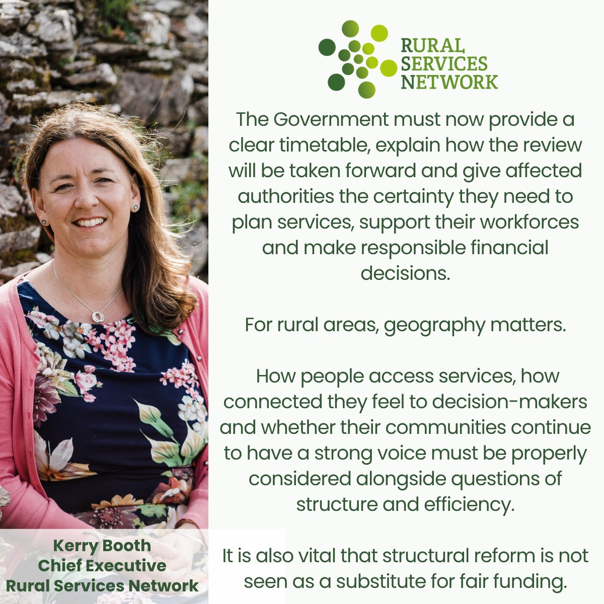 RSNonline's tweet photo. Councils have already committed significant time, money &amp; staff capacity to #LGR. They now need clarity.

@RSNChiefExec explains why rural geography, local voice &amp; fair funding must be central to the review.

➡️https://t.co/bQAhYDOa3Q

#NationalChampion https://t.co/E2jTDpDpHL