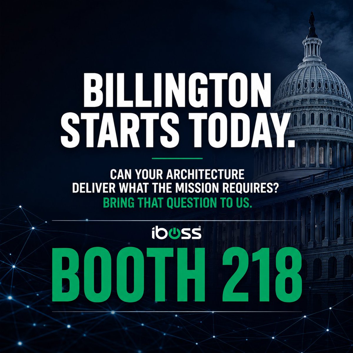 ibossCloud's tweet photo. Billington starts today.

As government cybersecurity leaders discuss AI, Zero Trust, identity, cloud security, and resilience, keep asking:

Can your current architecture actually deliver what the mission requires?

Bring that question to us.

📍 iboss | Booth 218

Not at Billington? You don't have to wait to see what we're showing. https://t.co/ZuRF2H4sux

#BillingtonCyberSummit #GovernmentCybersecurity #ZeroTrust #FedRAMP