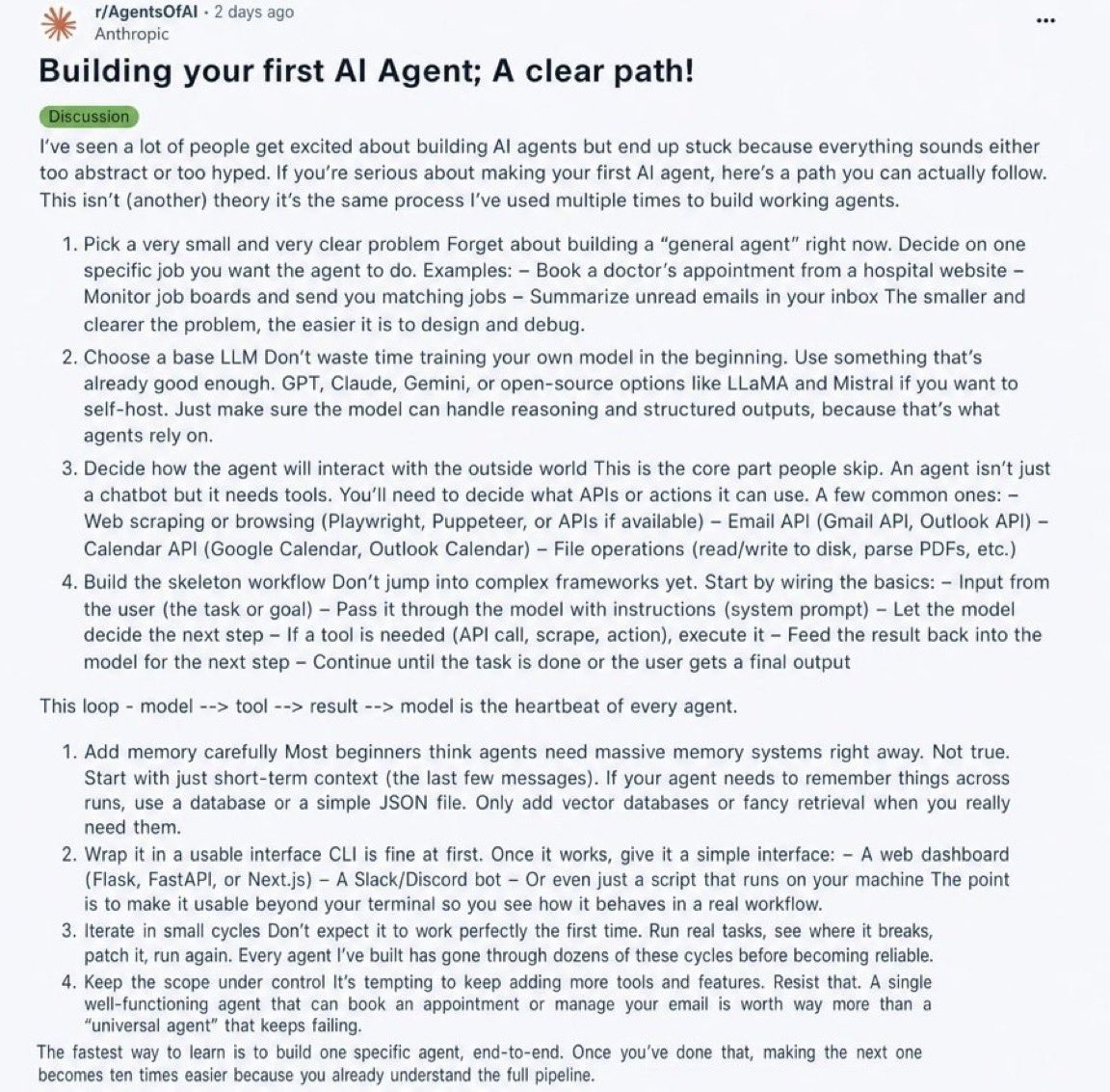 deanwperkins's tweet photo. Anthropic just released a complete guide to building your first AI agent.

If I’d had this a year ago, I could’ve built my first agent in an hour

The fastest path from zero to a fully functional agent

Save this, you’ll thank me later https://t.co/UuqApHhAEJ