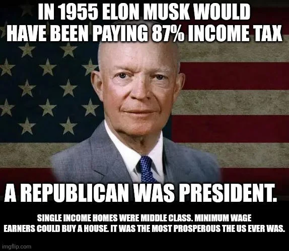 YourAnonNews's tweet photo. This is the "golden age" all these boomers keep referring to - and all of them forgot exactly what it took to get there.  Tax the rich. Tax their investments. It used to be considered patriotic to pay your taxes because you were contributing to the greater good of the nation. https://t.co/gDrtGd0UDJ
