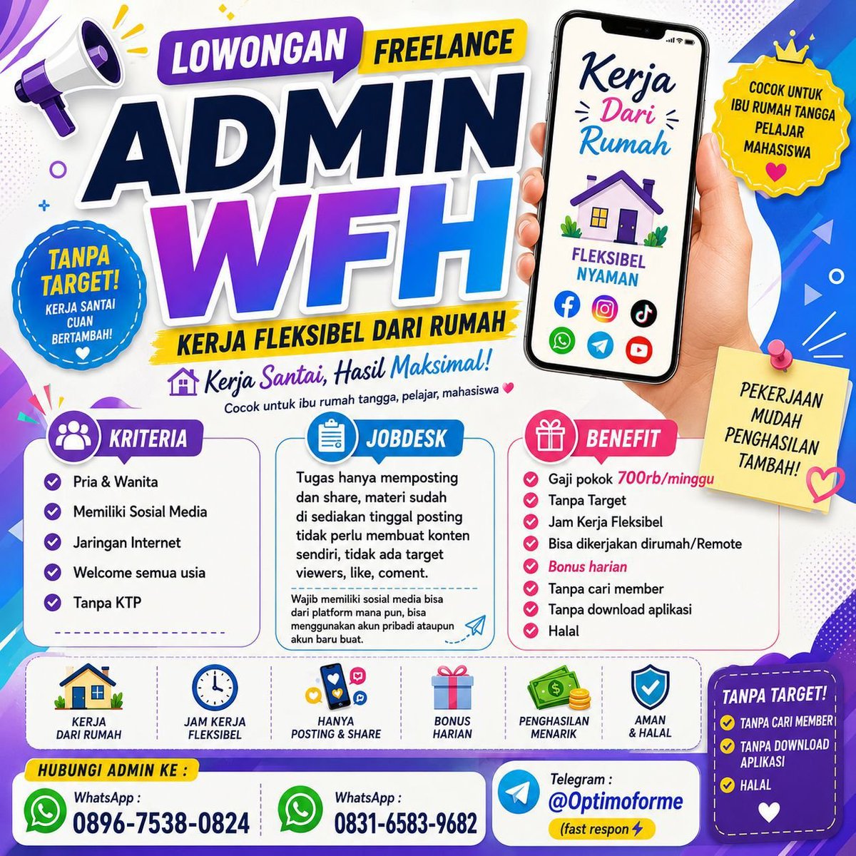 imy0000urs's tweet photo. haloo semuaa! open freelance WFH nihh 🫶🏻 cocok banget buat yang lagi cari uang tambahan, cara kerjanya gampang dan fleksibel! minat? langsung DM aku yaa 💌 NO SCAM!!

#freelance #wfh #zonauang https://t.co/fo5NsZsoEe