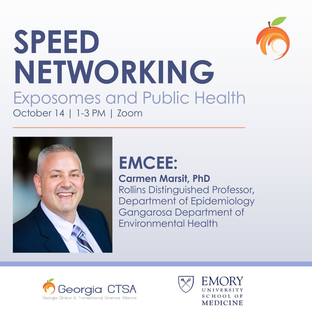 Georgia_CTSA's tweet photo. 📣Attention clinicians and researchers in public health! Are you interested in meeting new collaborators? 

Join us for "Speed Networking: Exposomes and Public Health" taking place on October 14. 

Presenter slots are limited! Save your spot today: https://t.co/APQap0Y4KM https://t.co/zMdq3bU13W