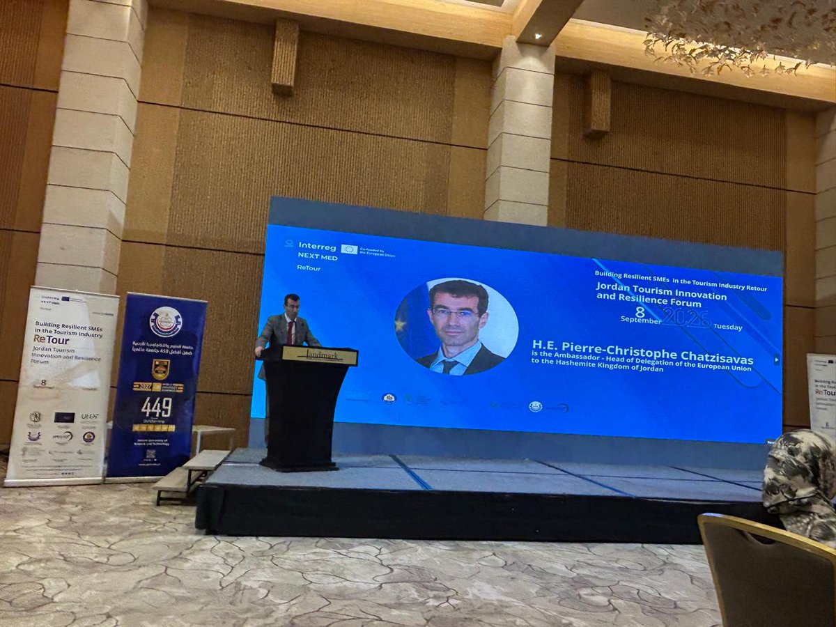 EUinJordan's tweet photo. 🇪🇺🇯🇴 Thank You to HRH Sharifa Nofa Bint Naser for joining the launch event of the EU funded @interregnextmed NEXT MED ReTour project supporting the technological adaptation of 150 SMEs in the tourism and culture sector #InterregNEXTMED #MADE4MED #JUST #SPECTO #EUDELEGATIONJORDAN https://t.co/cuTwWGgcJR