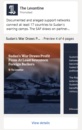 marcowenjones's tweet photo. 1/ A week ago, a LinkedIn ad for a site called the @levantinereport  came up in my feed. 

Curious, I started to dig.

The subsequent journey took me to Hong Kong, North Macedonia, Brussels, New Jersey, Israel and Dubai, Sudan and three other websites.

Read on 👉

#dysinfluence https://t.co/aLL7v3bKqe