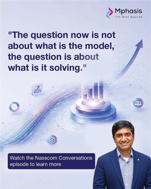 Mphasis's tweet photo. Every major technology shift has arrived with a prediction that the industry would not survive it, and each time the sector has come out larger.

In a recent Nasscom Conversations, Sangeeta Gupta, Senior VP & Chief Strategy Officer, nasscom, speaks with Ravi Vasantraj, Global Delivery Head, Mphasis, on why AI is no different.

Watch the full conversation: https://t.co/4gdLKhkI5n

#AI #StayAhead #EngineeringIsInOurDNA #IntelligentEngineering #AIWithoutIntelligenceIsArtificial
