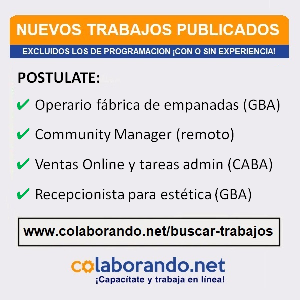 ColaborandoNet's tweet photo. NUEVAS VACANTES 📢 (Excluidas las de programación) Postúlate gratis en https://t.co/KG4sWSLpnY
Con sueldo en ARS (pesos) 👉 https://t.co/j9WHWFh3P8
Con sueldo en USD (dólares) 👉 https://t.co/4cGx7bEgUJ https://t.co/khpKycQW5v