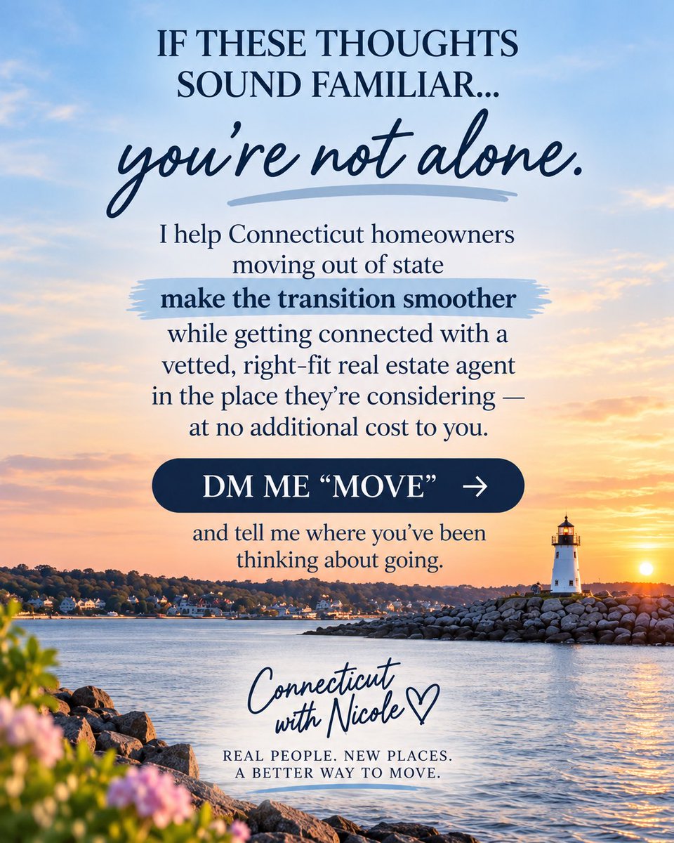 CTwithNicole's tweet photo. Sometimes you can love the life you built here… and still be ready for something different.

More sunshine. Less stress. A new beginning. ❤️

#ConnecticutWithNicole #CTRealtor #ConnecticutRealtor https://t.co/PPFmllkOOD