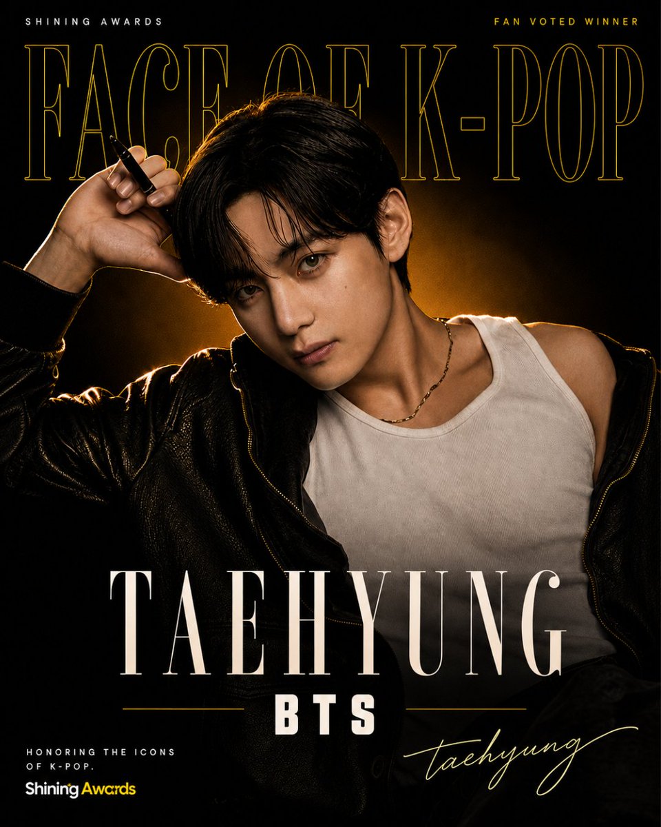 Shining_Awards's tweet photo. ✨ CONGRATULATIONS TO V ✨

🏆 FACE OF KPOP 2026

Shining Awards proudly announces V (Kim Taehyung) of BTS as the winner of FACE OF KPOP 2026!

With an incredible 2,829,415 votes (49.30%) in our August 2026 fan poll, Taehyung takes the top spot—a celebration of his magnetic stage presence, distinctive artistry, and unmistakable charm.

From the stage to the spotlight, V brings a character all his own. This fan-choice win celebrates the lasting impression he leaves and the fans who continue to champion him.

To ARMY and everyone who voted for Taehyung: your dedication made this winning moment possible. This celebration belongs to you, too. 💜

Congratulations, V!

📊 August 2026 final voting results
Full results via link below 👇
https://t.co/vVCXN4Wjxf

#ShiningAwards #FaceOfKpop2026 #V #KimTaehyung #BTS #ARMY #FanChoices