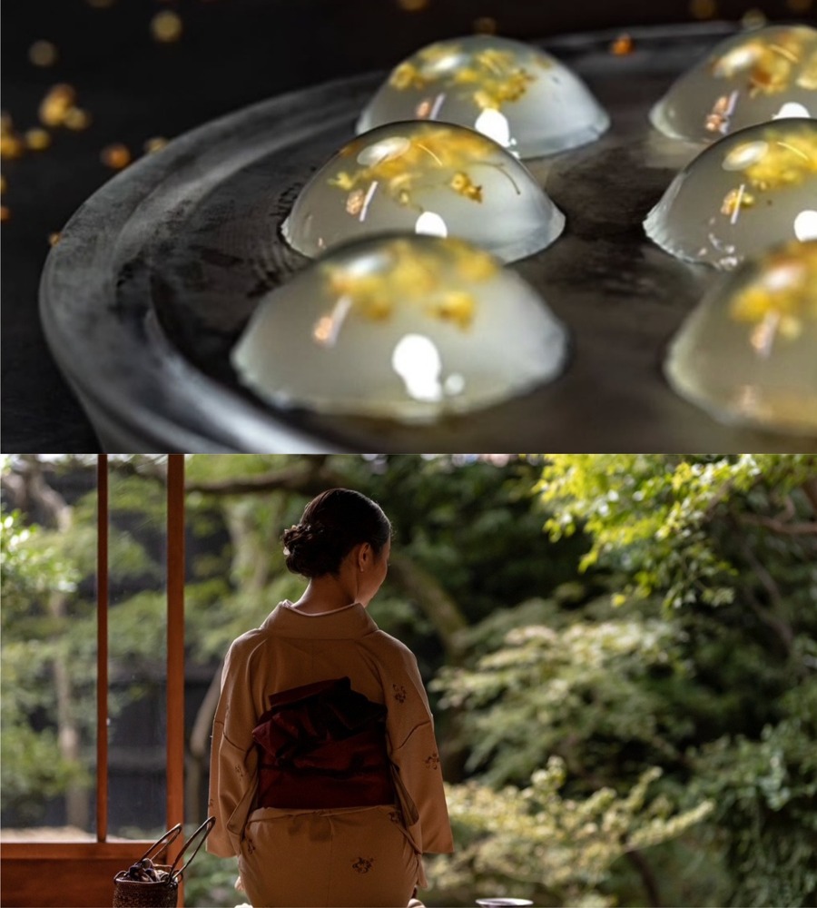 fashionpressnet's tweet photo. “キンモクセイの花”を閉じ込めた「金木犀わらび」京都・麓寿庵で、日本庭園を眺めながら味わう和菓子 - https://t.co/IHzVN47QA0 https://t.co/ROntzhRGLE