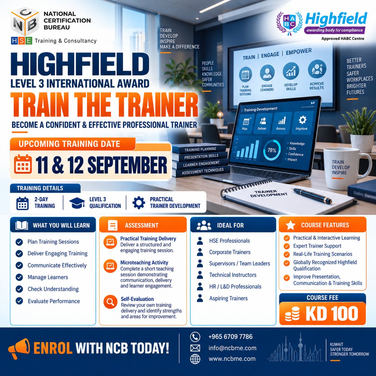 hse_ncb's tweet photo. Highfield Level 3 International Award – Train the Trainer | NCB Kuwait
#Highfield #TrainTheTrainer #HighfieldTraining #HighfieldQualification #Level3Qualification #TrainerDevelopment #TrainingTheTrainer #ProfessionalTrainer #CorporateTrainer #HSETraining #HSEProfessionals https://t.co/ZWcWzWAPgP